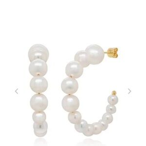 14kt Pearl Hoop Earrings